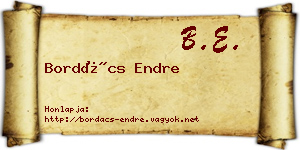 Bordács Endre névjegykártya